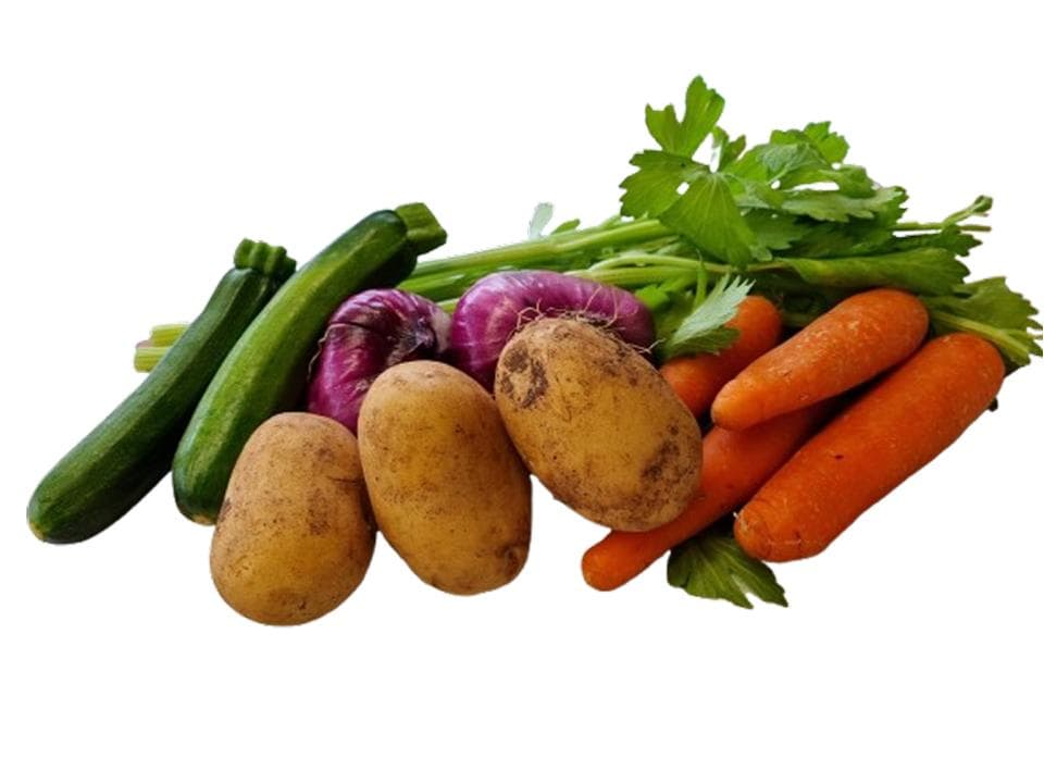 Sacchetto di carta contente verdure biologiche stagionali in proporzione variabile per la preparazione di brodo vegetale (1,5kg)