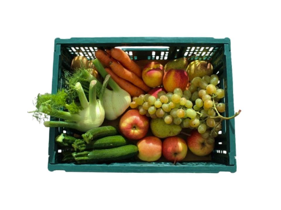 Cassetta in plastica dura richiudibile composta con frutta e verdura fresca di stagione biologica chiamata Baby Svezzamento (4kg)