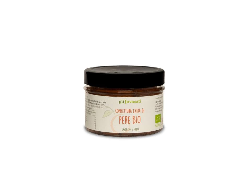 Vasetto in vetro di confettura extra di pere biologiche (250g) prodotta nel nostro laboratorio