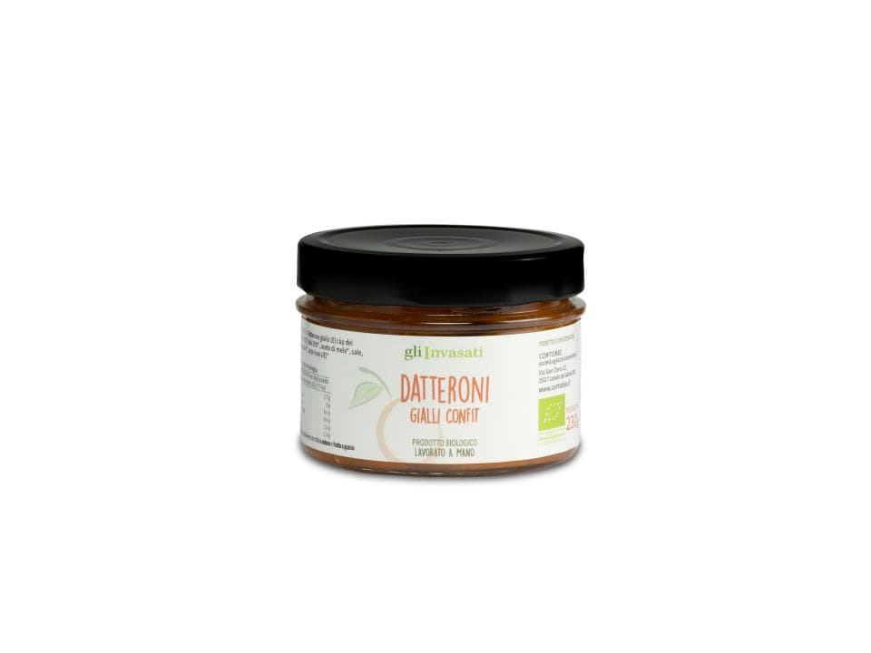 Vasetto in vetro di datteroni confit bio (230g) prodotti nel nostro laboratorio