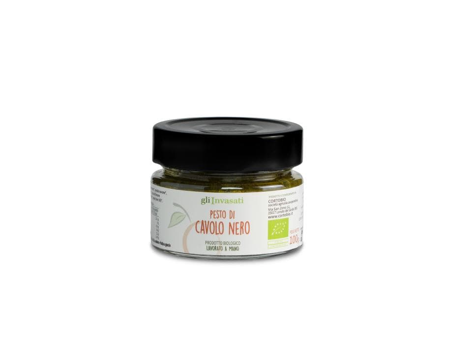 Vasetto in vetro di pesto di cavolo nero biologico (100g) prodotto nel nostro laboratorio