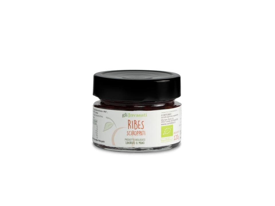 Vasetto in vetro di ribes sciroppati bio (120g) prodotti nel nostro laboratorio