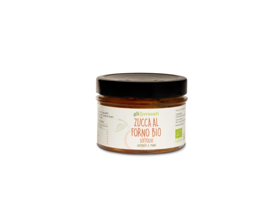 Vasetto in vetro di zucca al forno sottolio biologica (230g) prodotta nel nostro laboratorio
