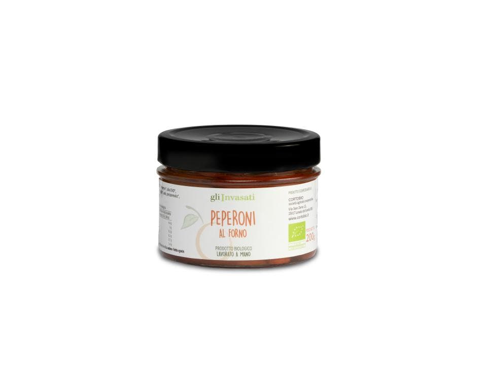 Vasetto in vetro di peperoni al forno sottolio biologici (200g) prodotti nel nostro laboratorio