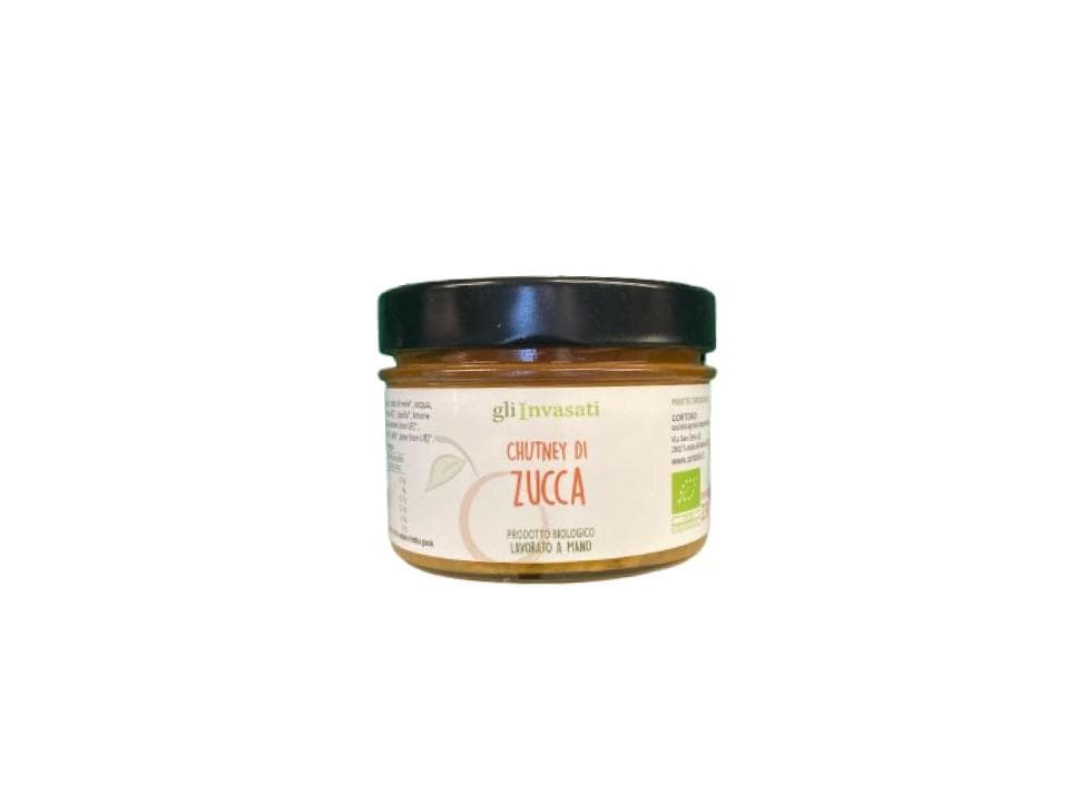 Vasetto in vetro di chutney di zucca biologico (230g) prodotto nel nostro laboratorio