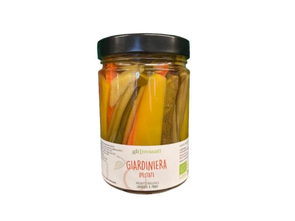 Vasetto in vetro di giardiniera d'estate biologica (330g) prodotta nel nostro laboratorio