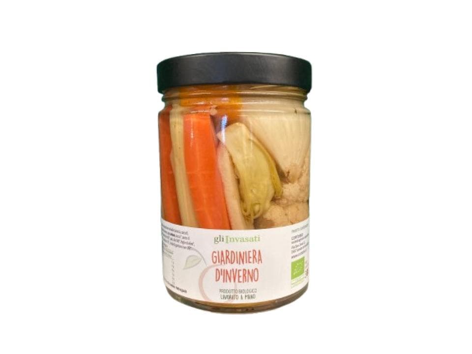 Vasetto di vetro di giardiniera d'inverno biologica (330g) prodotta nel nostro laboratorio