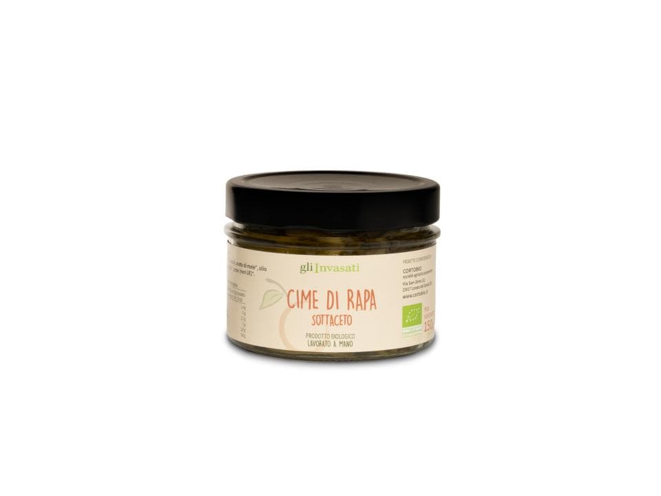 Vasetto in vetro di cime di rapa sottaceto (150g) prodotte nel nostro laboratorio